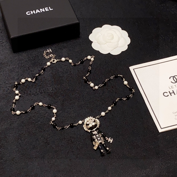 Chanel Double C Pearl Long Sweater Chain Necklace - Picture 1 of 8